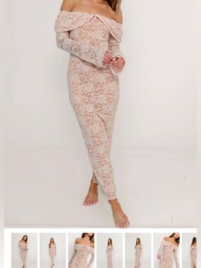 Ella Lace Maxi Dress in Pale Pink